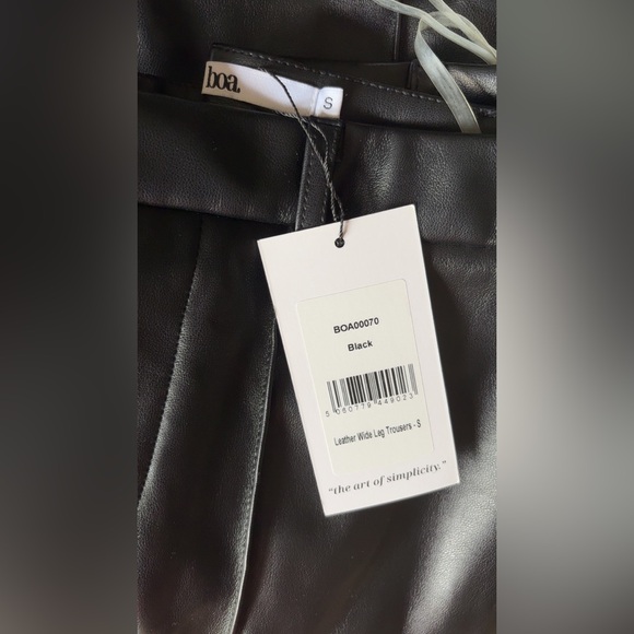 Black Wide Leg Leather Pants - Picture 4 of 4